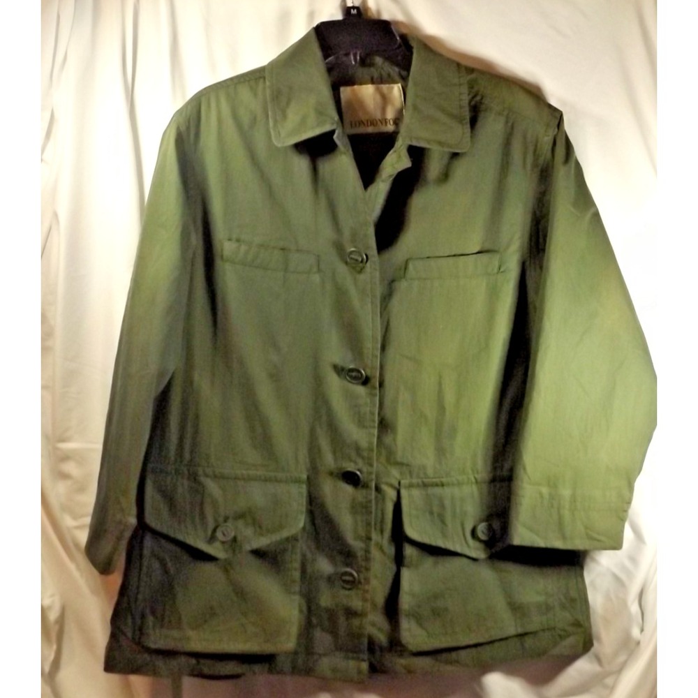 London Fog Vintage Cotton Army Style Forest Green Light Weight Jacket, S8